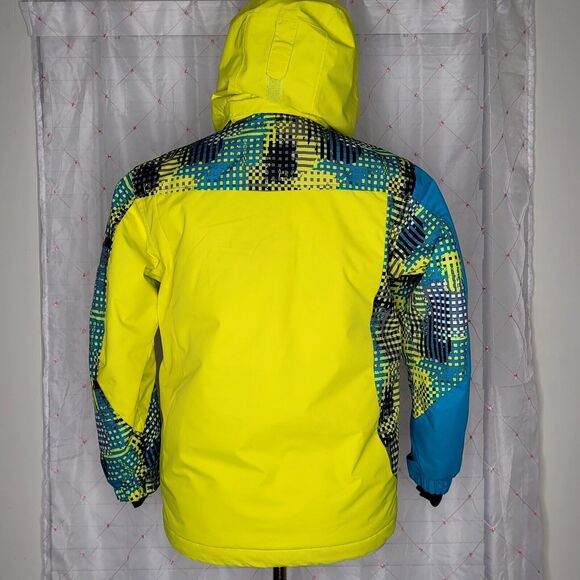 Rossignol Ski Jacket Unisex YOUTH Size 10 Neon Yellow Blue Apres Ski Vail Alps - Picture 7 of 10